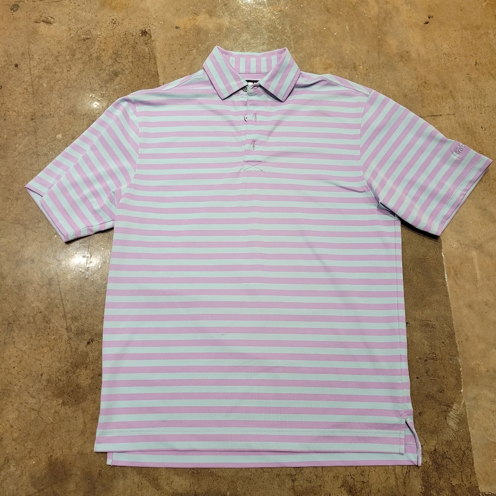 Men's FootJoy Purple and Blue Striped Golf Polo - Medium